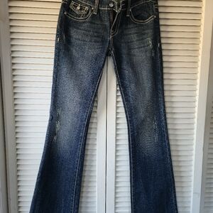 Women's Anoname Joelle Boot Blue Denim Flared Jeweled Jeans